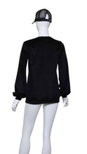 Load image into Gallery viewer, Black Velvet Long Sleeve Warm Up Top
