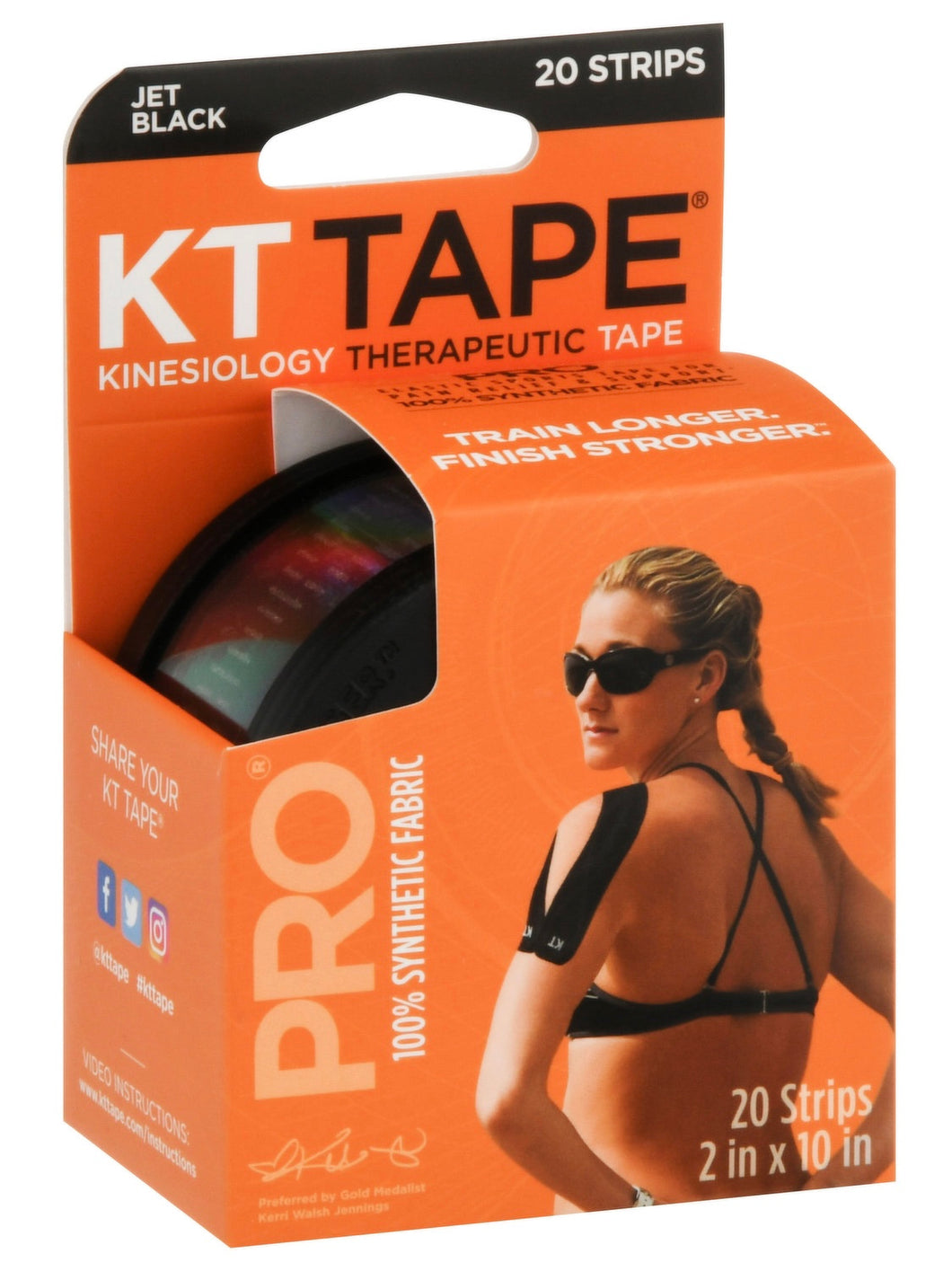 KT Pro Therapeutic Synthetic Tape 10 inches precut. Kinesiology therapeutic tape. 100% synthetic fabric.