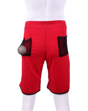 Load image into Gallery viewer, Men&#39;s Shorts Long Bright Red With Mesh - I LOVE MY DOUBLES PARTNER!!!
