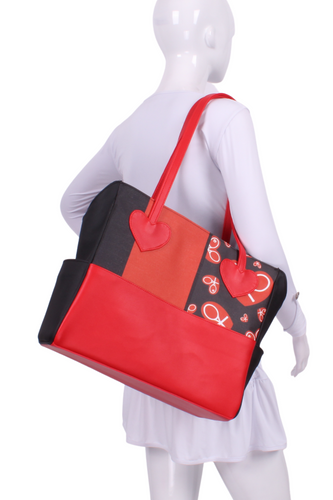 Mondrian Red Hearts on Black Mini LOVE Tote - I LOVE MY DOUBLES PARTNER!!!