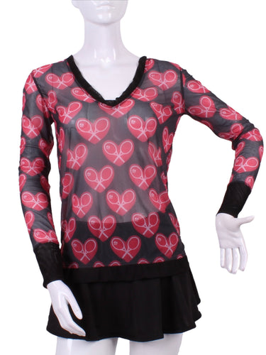 Mid Heart Mesh Long Sleeve Very Vee + Black Mesh - I LOVE MY DOUBLES PARTNER!!!