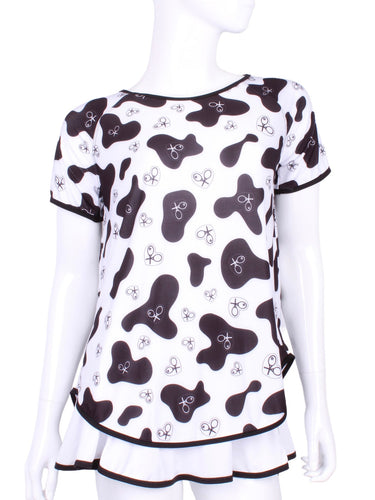 Short Sleeve Tie Back Cow Print - I LOVE MY DOUBLES PARTNER!!!